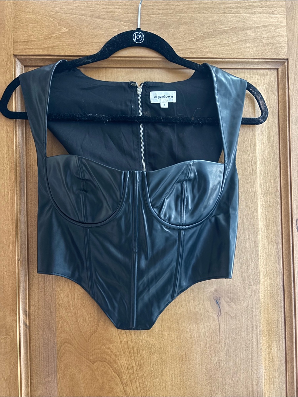 superdown Black Faux Leather Corset Bodice